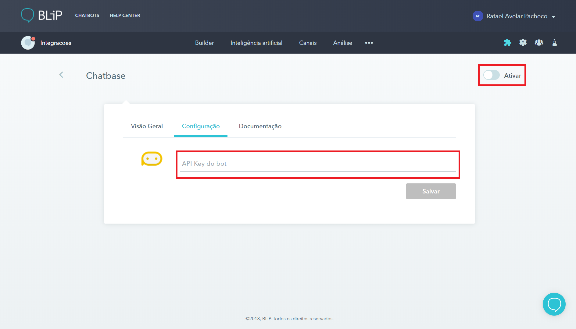 Configurando chatbase no BLiP