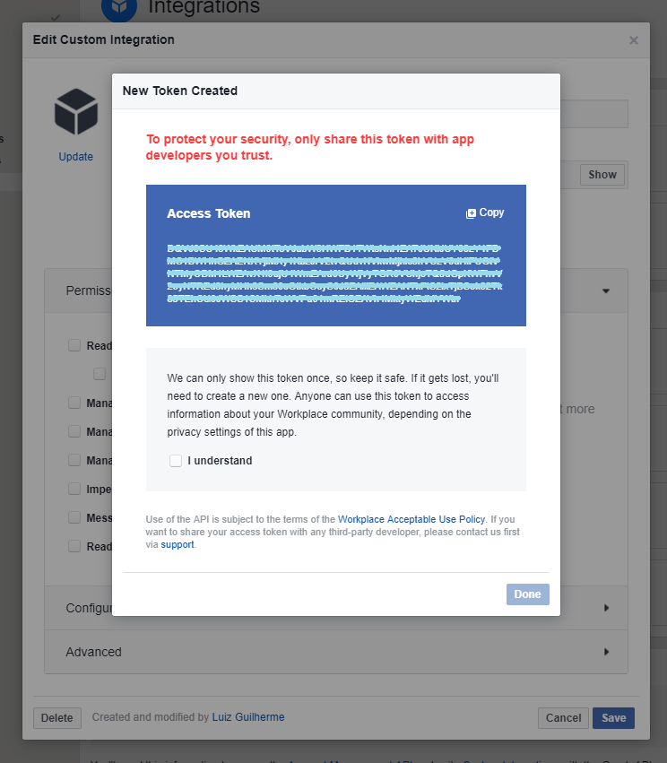 Access Token criado