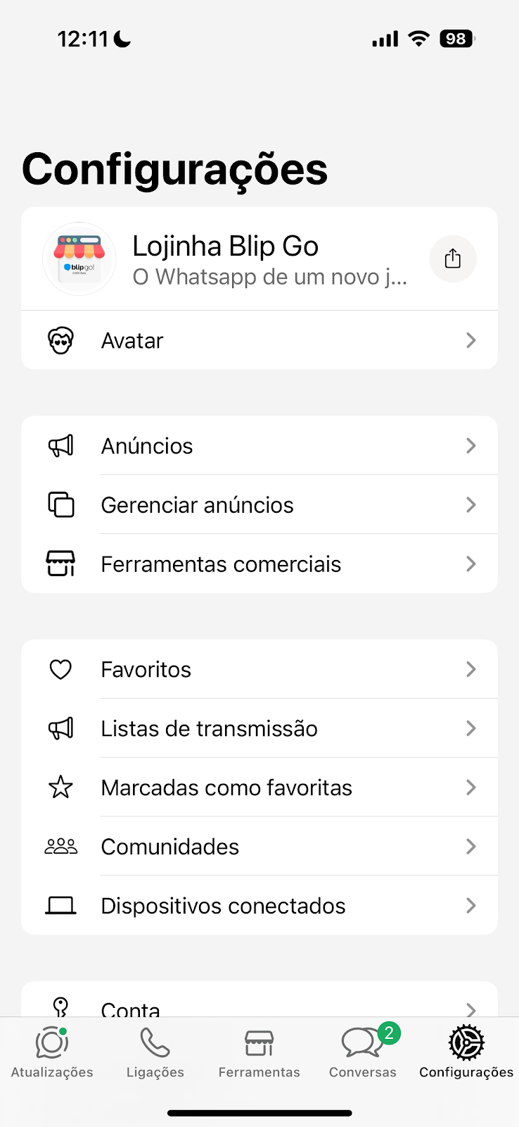Configurações iOS