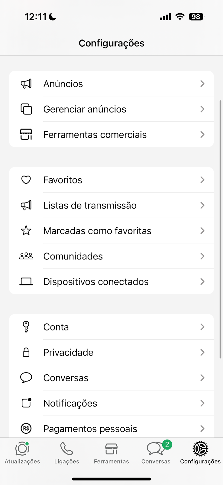 Configurações Android