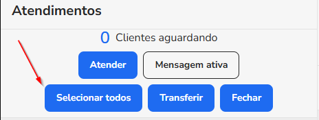 Lista de tickets do Blip Desk com o botão Selecionar todos e os tickets selecionados destacados