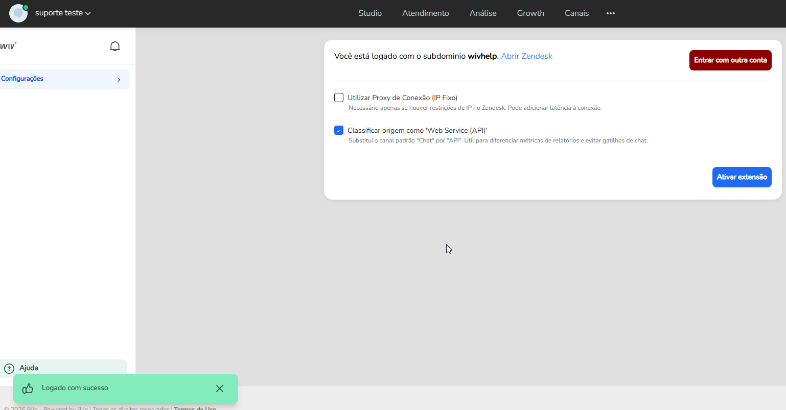 Tela de autorização das permissões solicitadas pela extensão no Zendesk