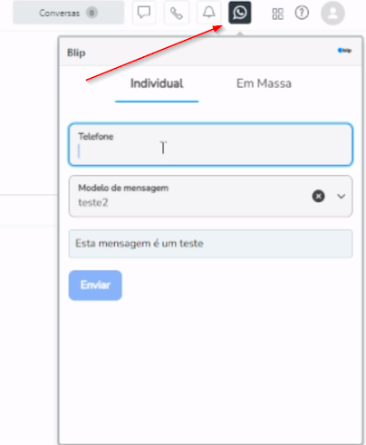 Ticket no Zendesk com o ícone do WhatsApp para enviar mensagem ativa