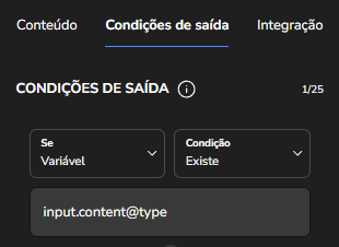 Bloco Se configurado com a variável input.content@type nas condições de saída