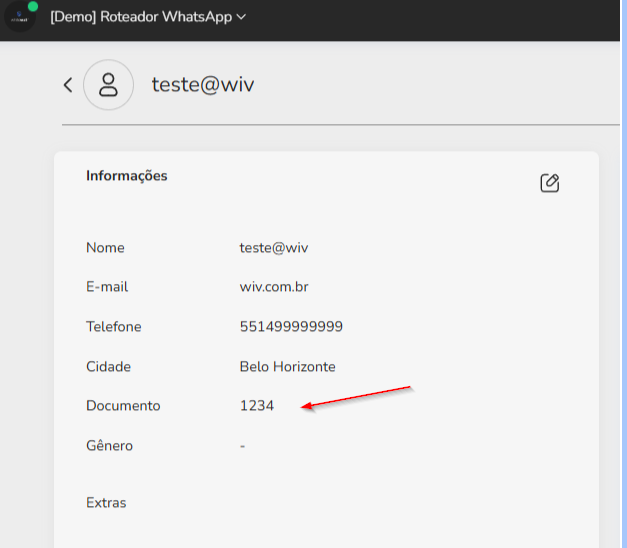 Criação de uma propriedade personalizada com nome e valor no cadastro do contato