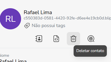 Aviso de exclusão permanente do contato no Gerenciador de contatos