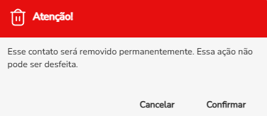 Tela de confirmação da exclusão com os dados do contato