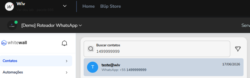 Busca de contato por telefone no Gerenciador de contatos