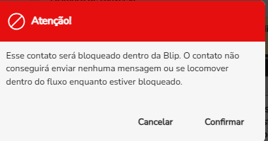 Contato bloqueado com o botão Desbloquear contato disponível
