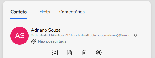 Tags do contato exibidas em conjunto com a extensão Blip Desk Ticket Tags
