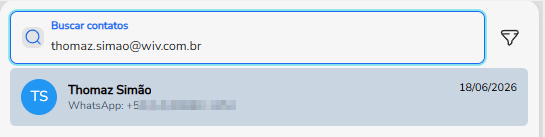 Busca de contato por e-mail no Gerenciador de contatos