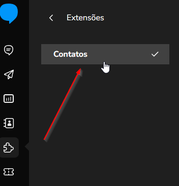 Opção Contatos nas extensões do Blip Desk