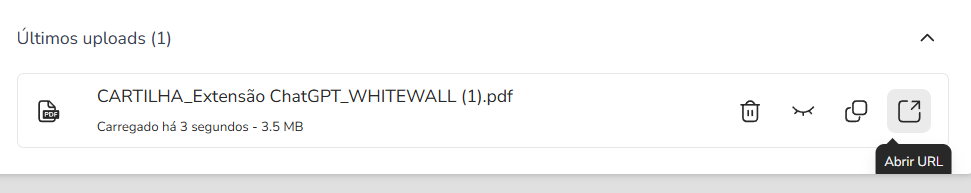 Arquivo aberto em uma nova aba do navegador pela ação Abrir URL