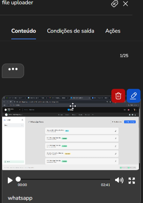 Bloco de vídeo com o arquivo pronto para uso no fluxo do Builder