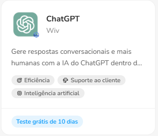 Tela de configuração da extensão ChatGPT aberta no bot após a ativação