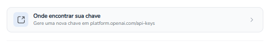 Área de API keys da OpenAI em platform.openai.com/api-keys para gerar a chave