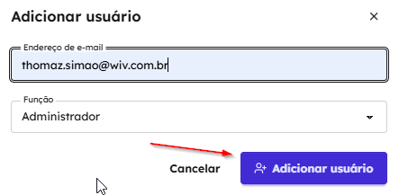 Lista de funções disponíveis para os membros da equipe