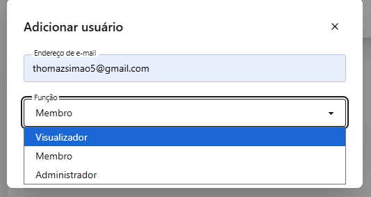 Seleção da função de um membro para controlar as permissões