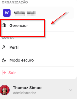 Tela de gerenciamento dos membros da equipe na organização