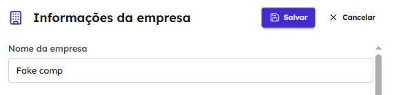 Formulário de informações da empresa no perfil do agente, com o botão Salvar