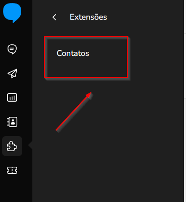 Extensão Gerenciador de Contatos aberta no painel de contatos do Blip Desk