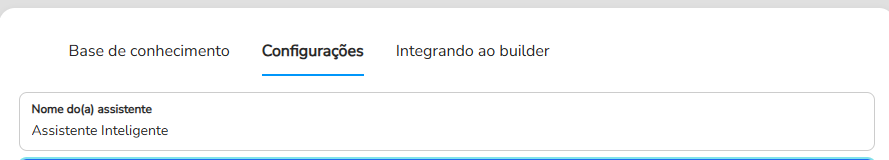 Campo Nome do(a) assistente na aba Configurações