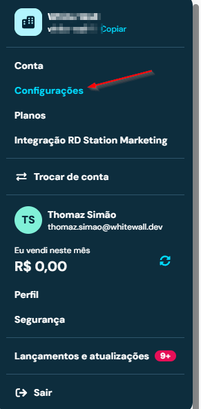 Tela de Preferências nas configurações do RD Station CRM