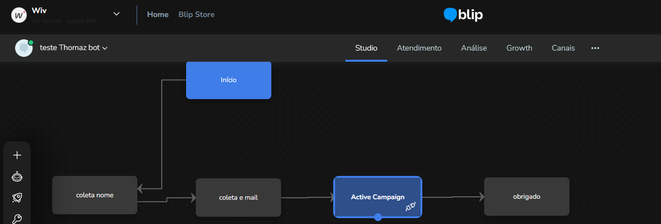 Bloco Atualizar contato no Builder com os dados coletados no fluxo