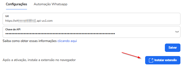 Botão Instalar extensão para a extensão de navegador do Blip Builder