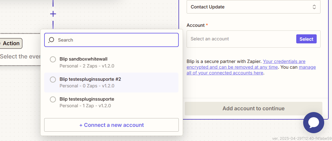 Configuração do gatilho Contact Update no Zapier