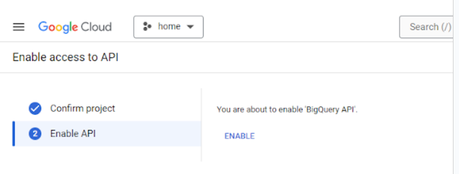 Google Cloud Console com o projeto recém-criado selecionado no seletor de projetos