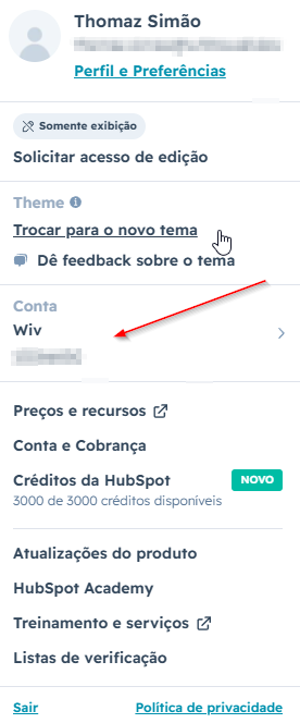 Hub ID de oito dígitos em destaque na tela da conta do HubSpot, pronto para copiar