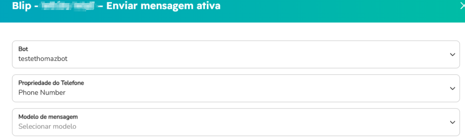 Formulário de envio individual com a lista de bots para escolher o bot disparador