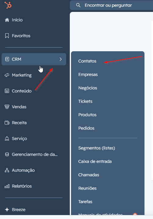 Registro de contato no HubSpot com a coluna lateral direita onde fica o cartão Blip