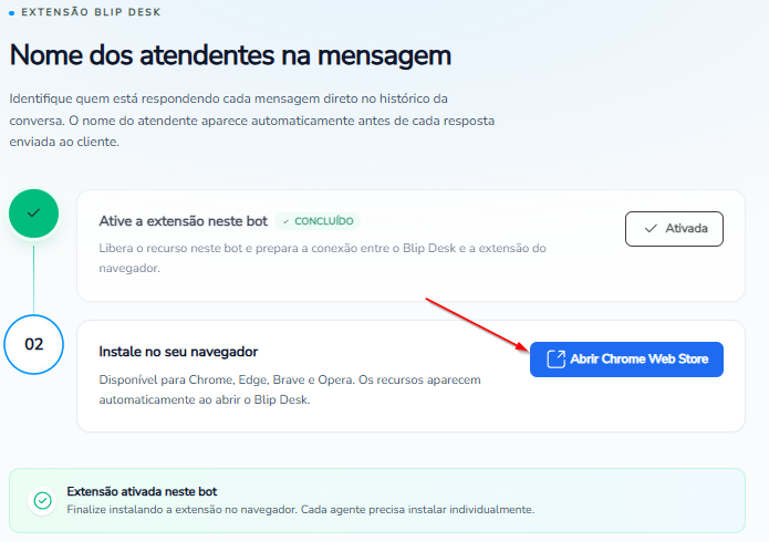 Página da extensão do Blip Desk na Chrome Web Store