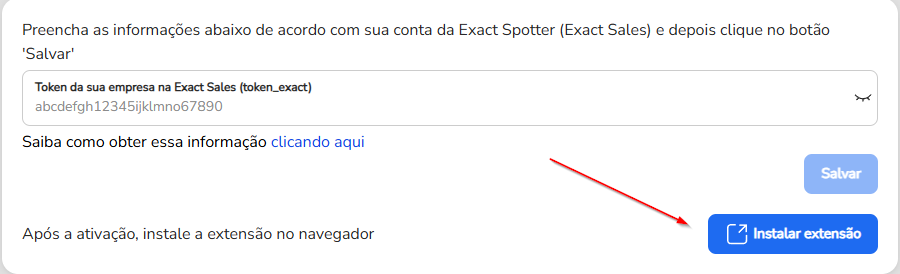 Botão Instalar extensão em destaque na tela da extensão Exact Spotter