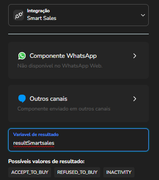 Configuração do componente do WhatsApp com cabeçalho, corpo, rodapé e botão