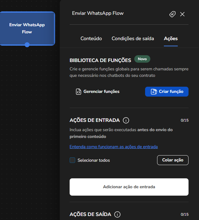 Bloco aberto no Builder com a área de conteúdo do bloco