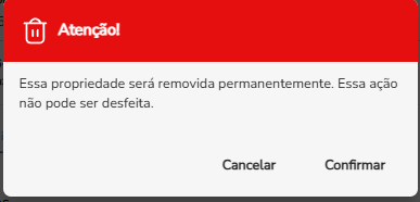 Confirmação da exclusão de uma variável de contato