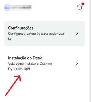 Aba Instalação do Desk na extensão Dynamics 365