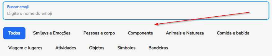Botões de categoria da Emojisheet para filtrar os emojis por grupo