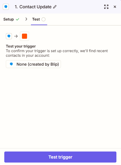 Teste da automação no Zapier